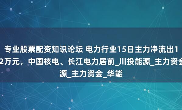 专业股票配资知识论坛 电力行业15日主力净流出1004.32万元，中国核电、长江电力居前_川投能源_主力资金_华能